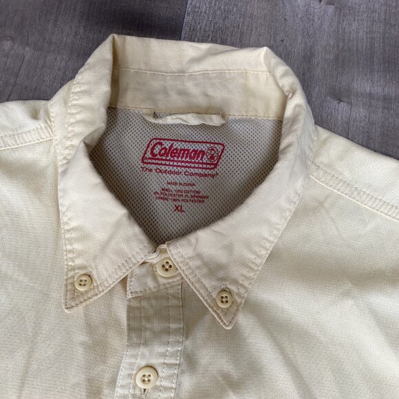 Coleman Short Sleeve Shirt Mens XL Outdoors Hiking Fishing Vented Yellow - Picture 4 of 7